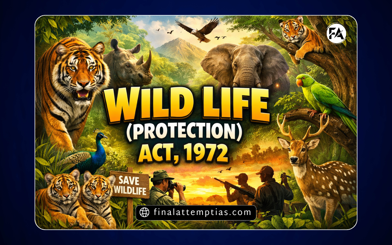 Wild Life Protection Act 1972 India wildlife conservation law with tiger elephant deer and forest theme YouTube thumbnail